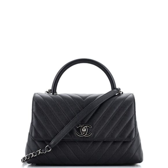 Chanel Handbags - Chanel Coco Top Handle Bag Chevron Caviar Small Black